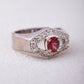 Men’s Sterling Silver Ruby Ring with Hexagon Halo – Vintage Style